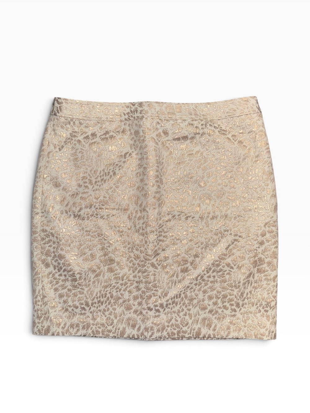 Kate Hill Metallic Beige Animal-Print Mini Pencil Skirt